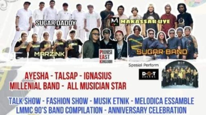 “Makassar Music Celebration (Generasi Anti Narkoba):Konser Megah di Anjungan Pantai Losari Meriahkan Ulang Tahun LMMC90s”