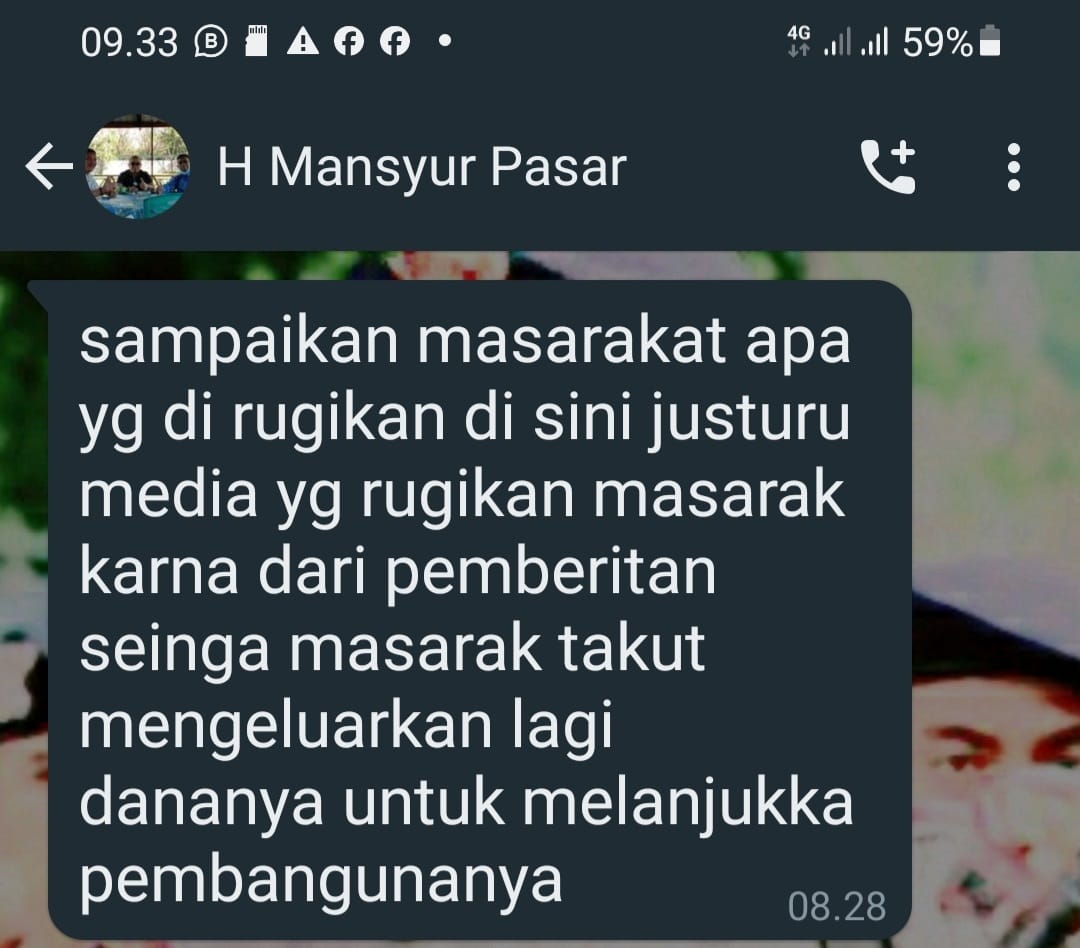 Pembungunan kios/ losd ilegal dihentikan: oknum yang mengaku H Mansyur menuduh media yang merugikan masyarakat