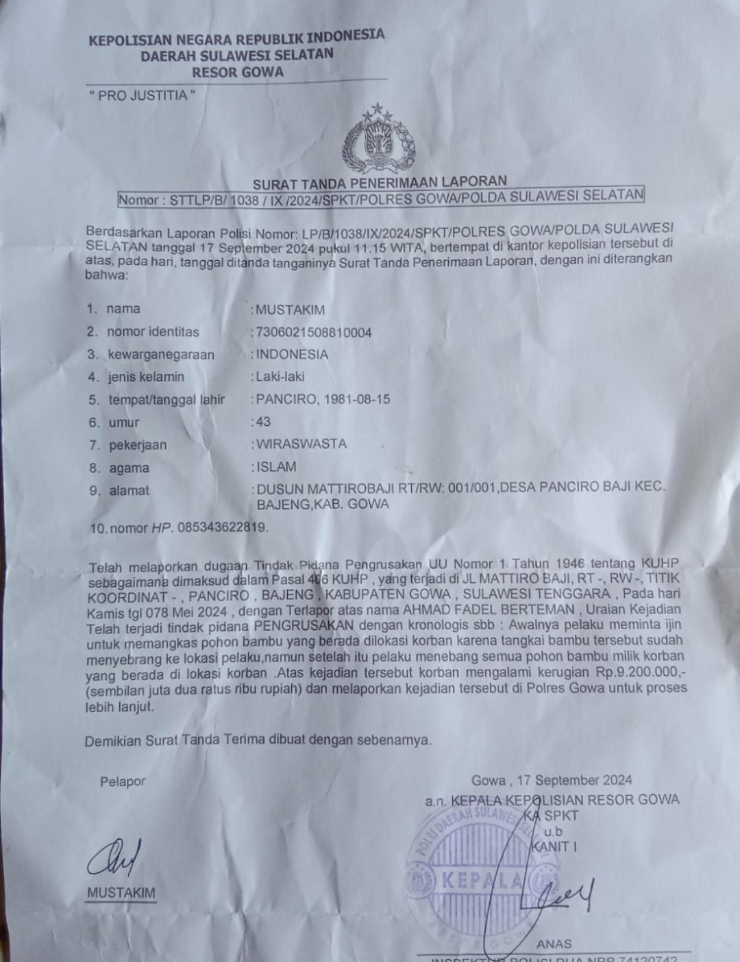 Tahap Awal Kisruh Kasus Pengrusakan Pohon Bambu di Desa Panciro