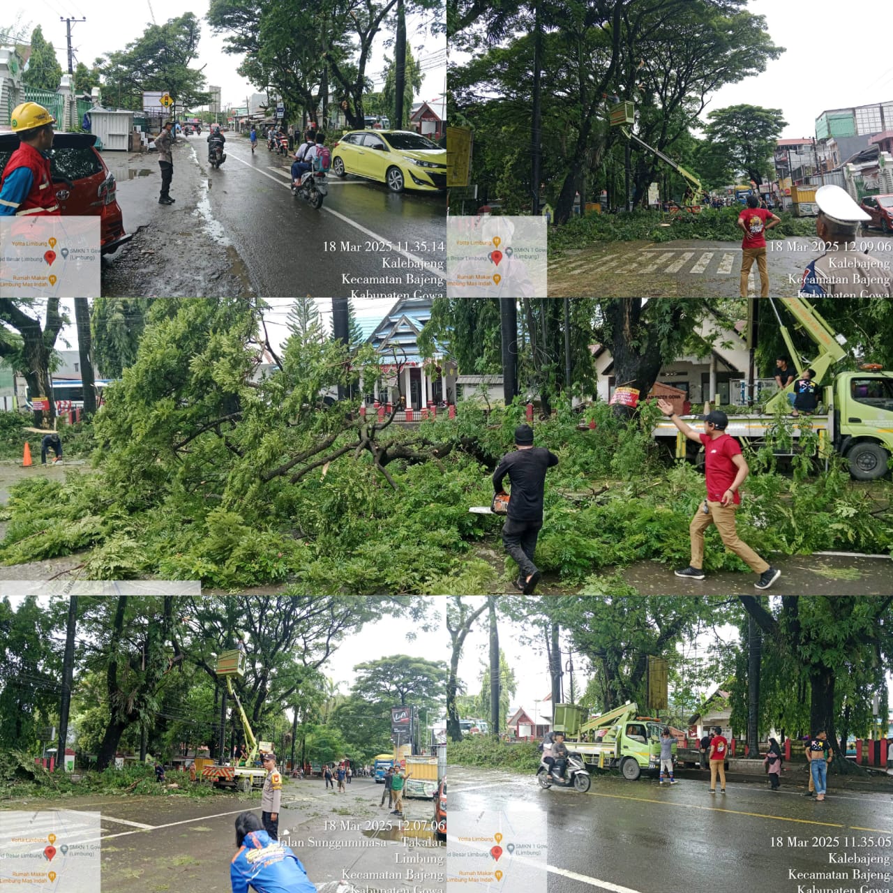 Forkopincam Kecamatan Bajeng Melakukan Pembersihan dan Pemangkasan Pohon depan Masjid Raya Limbung