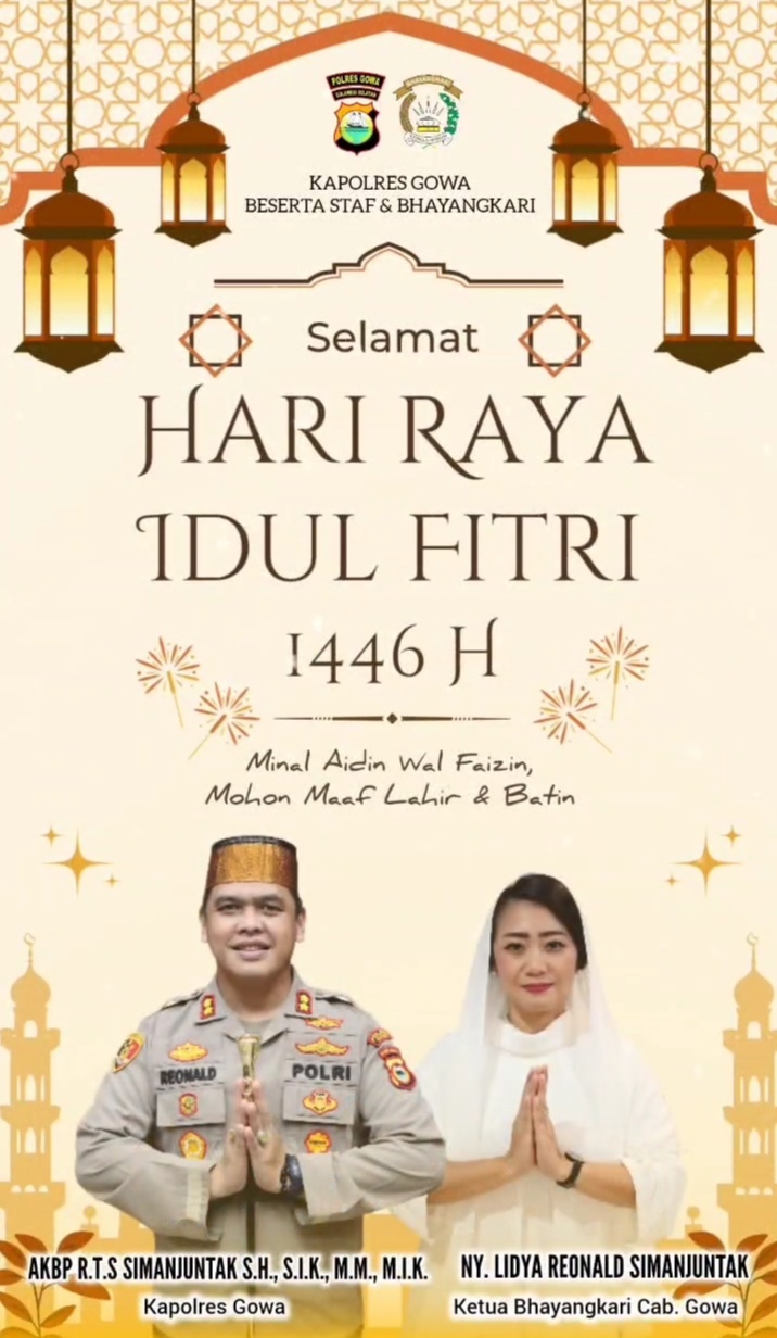Kapolres Gowa dan Jajaran Ucapkan Selamat Hari Raya Idul Fitri 1446 H kepada Masyarakat