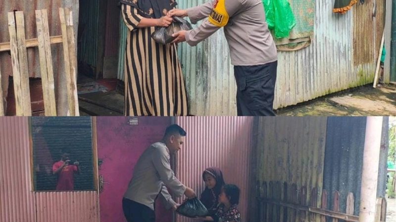 Bhabinkamtibmas Desa Tanabangka dan Borimatangkasa Patroli Sambil Membagi Kebahagian Kepada Warga Pra Sejahtera