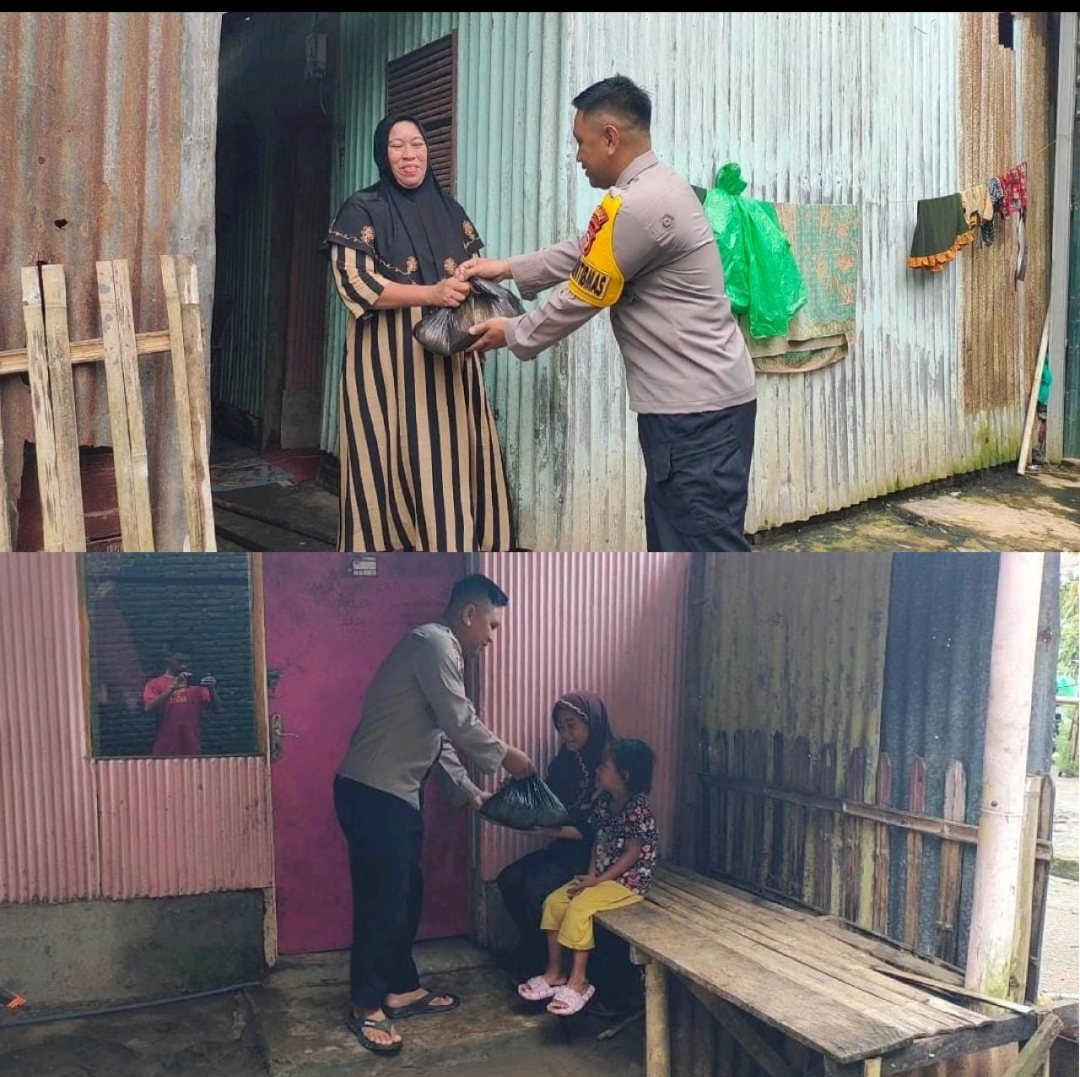 Bhabinkamtibmas Desa Tanabangka dan Borimatangkasa Patroli Sambil Membagi Kebahagian Kepada Warga Pra Sejahtera