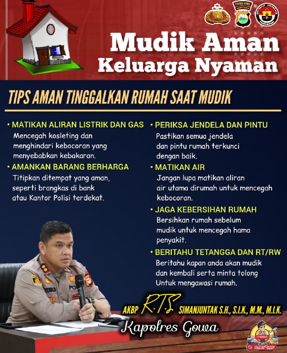 Kapolres Gowa Bagikan Tips Dan Cara Mudik yang Aman Serta Bisa Keluarga Nyaman
