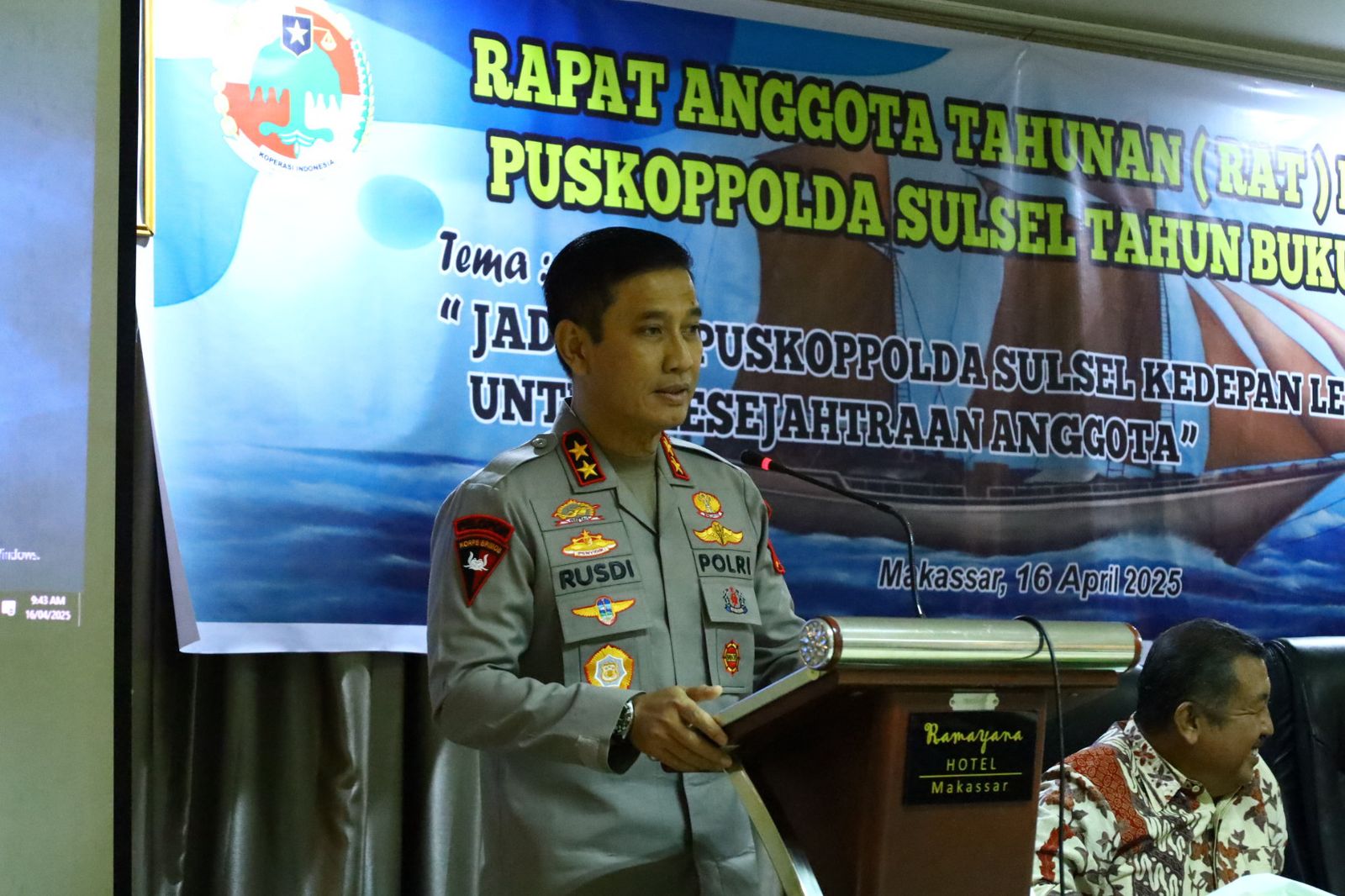 Kapolda Sulsel Hadiri Pembukaan RAT Puskoppolada Sulsel ke-52 Tahun Buku 2024