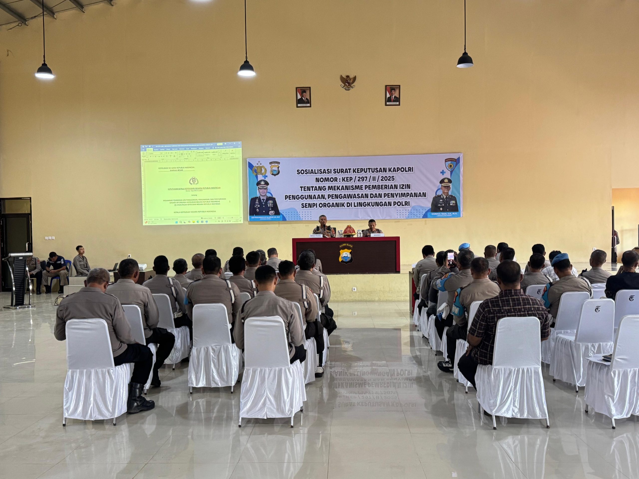 Polres Gowa Gelar Sosialisasi SK Kapolri tentang Mekanisme Penggunaan Senpi Organik