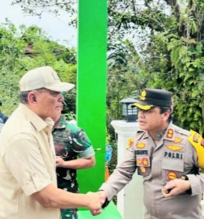 Kapolres Gowa Bersama Forkopimda Sambut Kedatangan Menhan RI di Malino