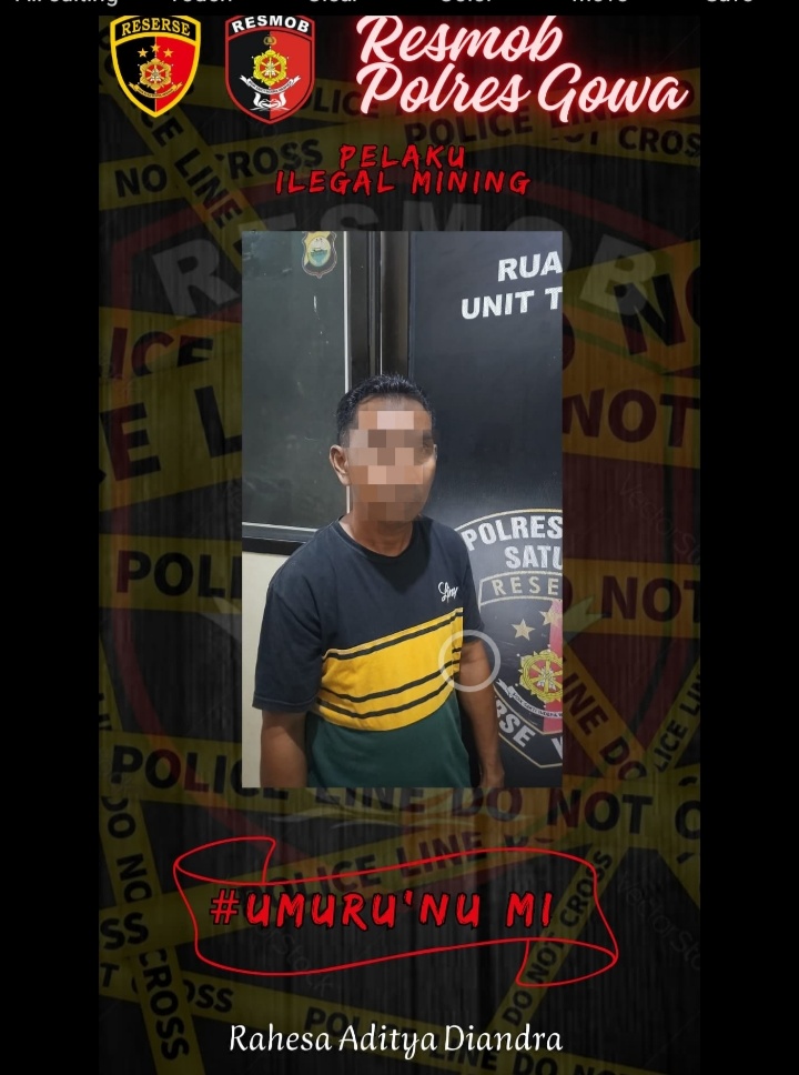 Polres Gowa Tangkap Pelaku Pertambangan Ilegal di Wilayah Bontomarannu