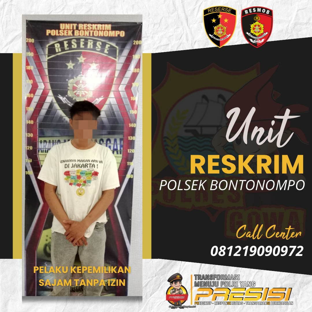 Seorang Pria Diamankan Reskrim Bontonompo Karena Kedapatan Bawa Sajam