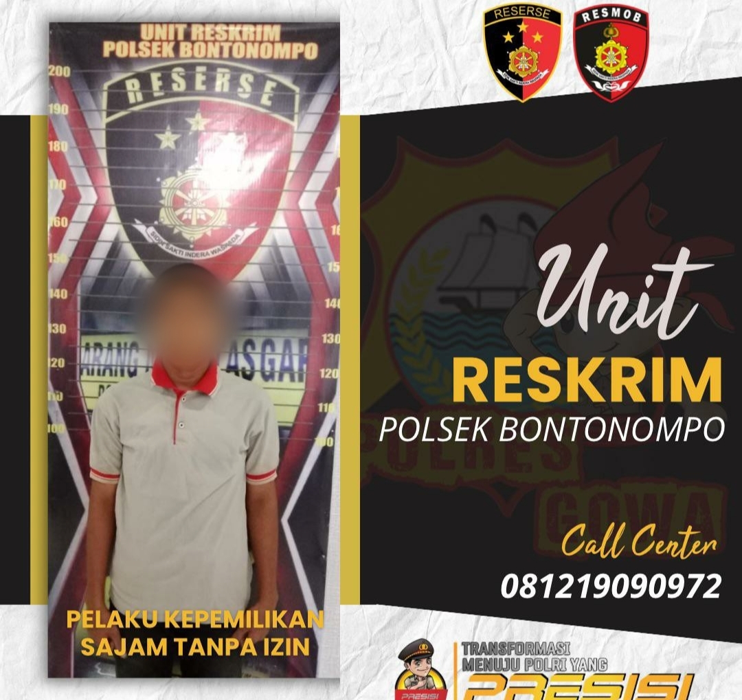 Bawa Sajam Tanpa Izin, Remaja 15 Tahun di Gowa Ditangkap Polsek Bontonompo