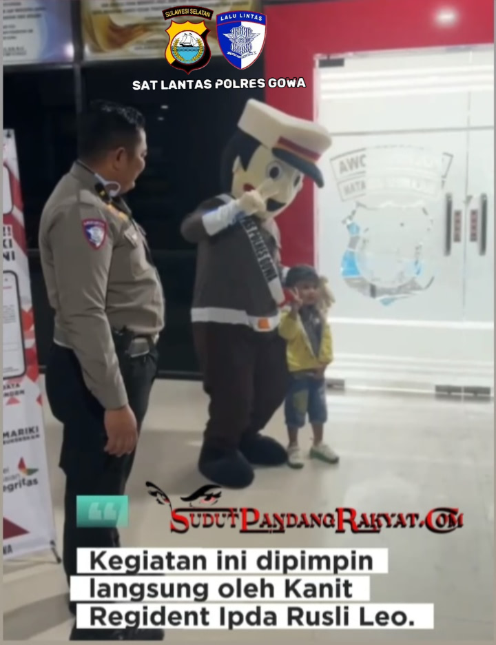 Unik! Satpas Polres Gowa Gunakan Badut Polisi dalam Sosialisasi Pelayanan SIM