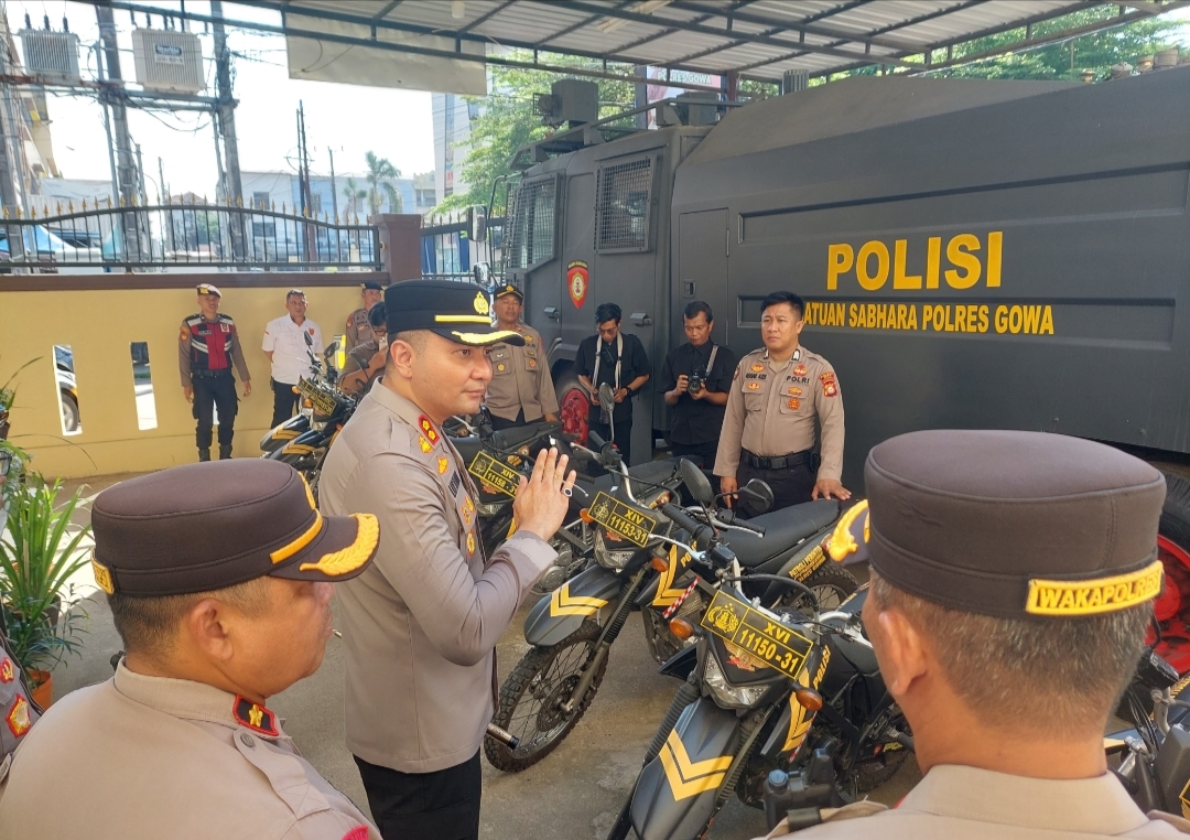Kapolres Gowa Sidak Kendaraan Dinas Sat Samapta, Pastikan Kesiapan Operasional Personel