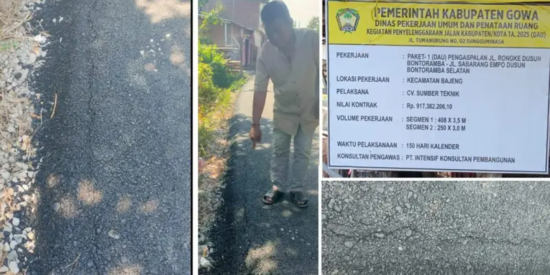 Pekerjaan Pengaspalan CV. SUMBER TEKNIK Tidak Rata Bergelombang dan Retak: Tidak Sesuai dengan Spesifikasi Bina Marga