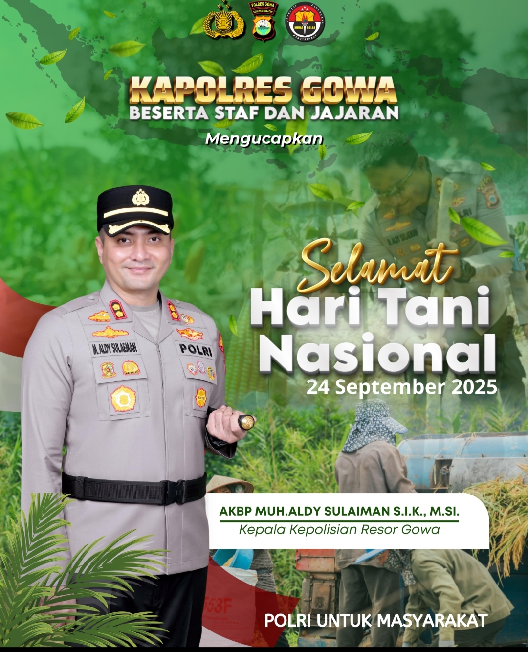 Dalam Rangka Hari Tani Nasional, Kapolres Gowa Beserta PJU Mengucapkan “Selamat Hari Tani”