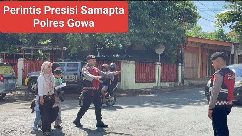 Perintis Presisi Samapta Polres Gowa Dalam Kegiatan Pengaturan Lalu Lintas Pagi Hari