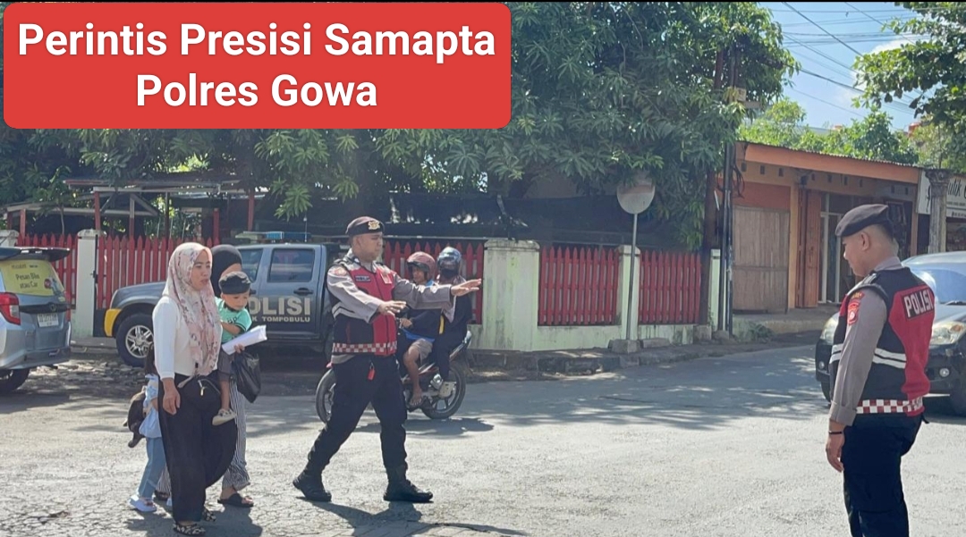 Perintis Presisi Samapta Polres Gowa Dalam Kegiatan Pengaturan Lalu Lintas Pagi Hari