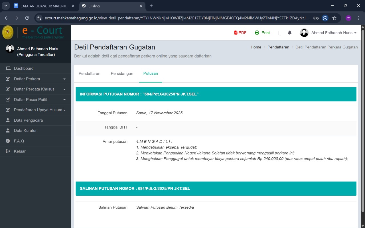 PN jakarta Selatan Kabulkan Eksepsi Tempo Untuk Gugatan Amran Sulaiman