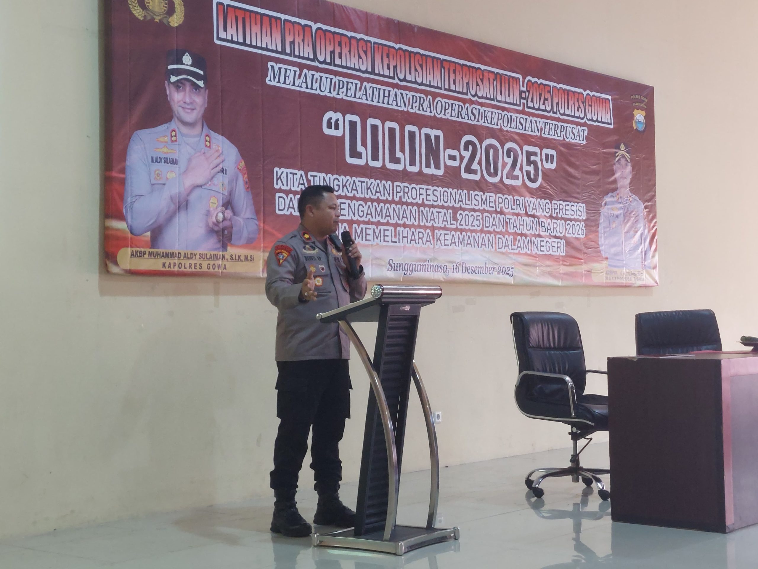 Kesiapan Pengamanan Nataru, Polres Gowa Gelar Latpraops Lilin-2025
