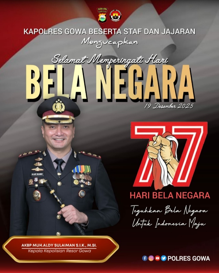 Kapolres Gowa Beserta Jajaran Ucapkan Selamat Hari Bela Negara ke-77