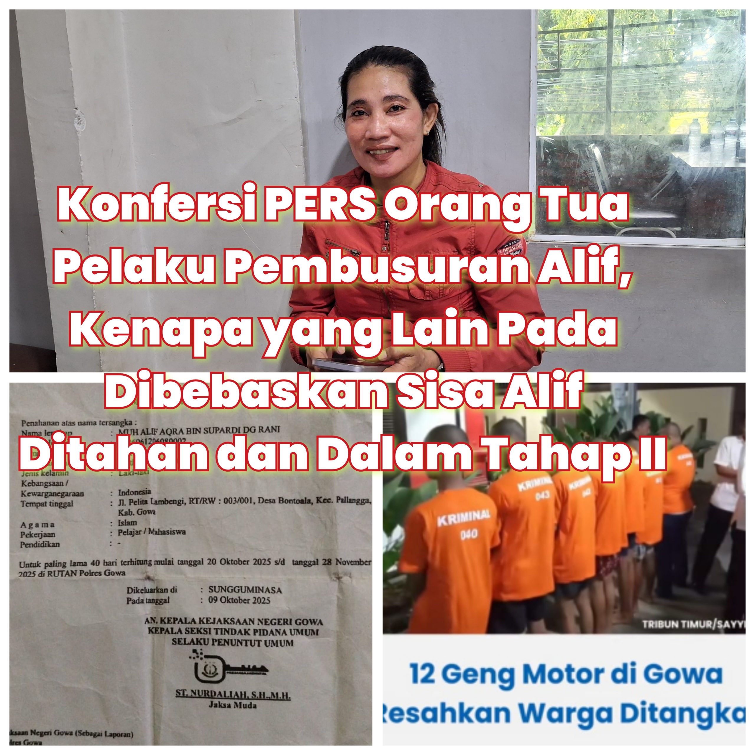 Tangkap Lepas Pelaku Pembusuran Sebanyak 12 Orang Tersangka, Orang Tua Alif Minta Keadilan Kenapa Sisa Anaknya yang Ditahan ?