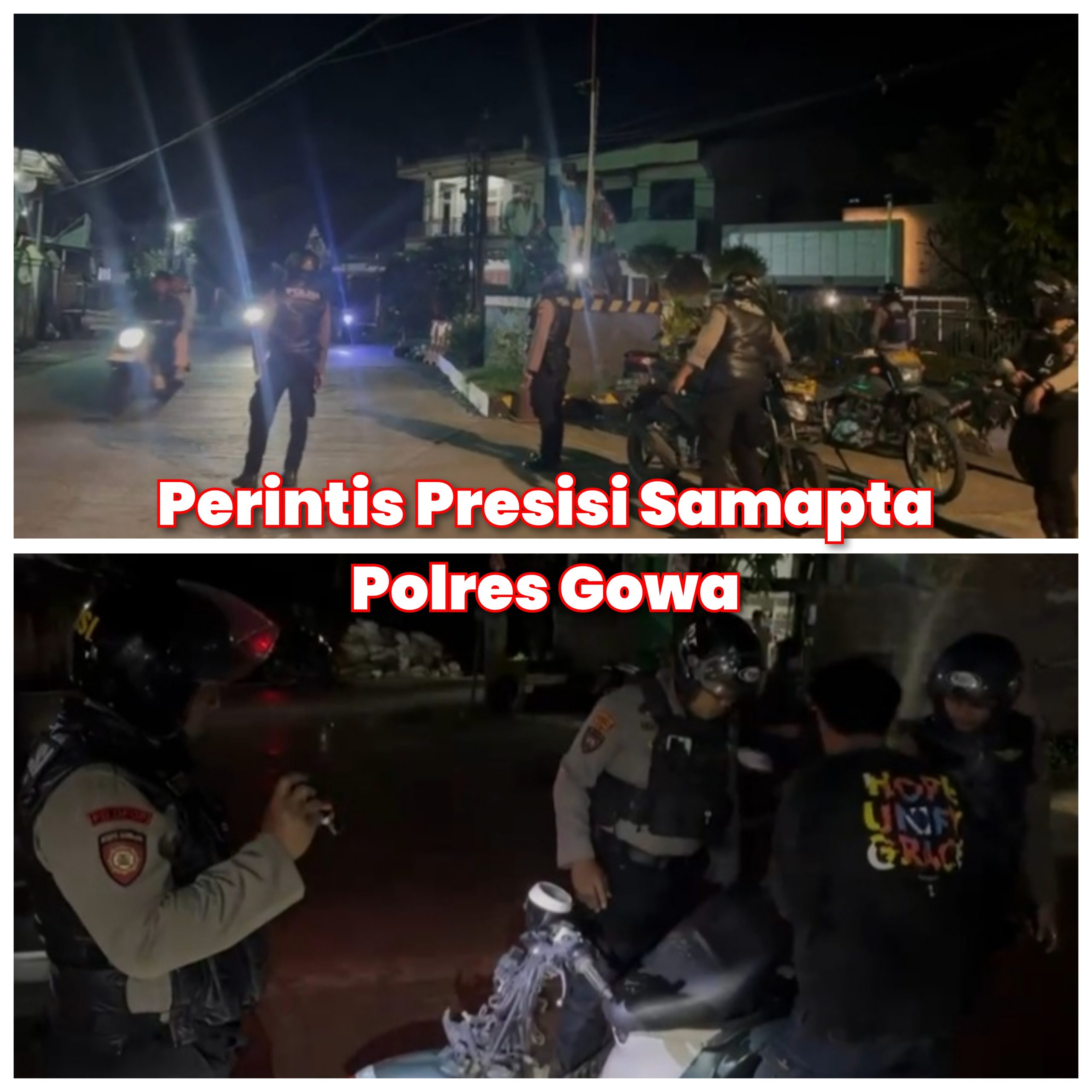 Hadir di Tengah Masyarakat, Turjawali Samapta Polres Gowa Gelar Patroli Dialogis Malam Hari